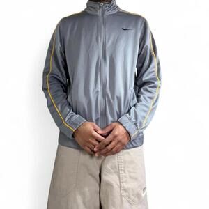 Nike Grey Track Jacket with Yellow Side Stripes
